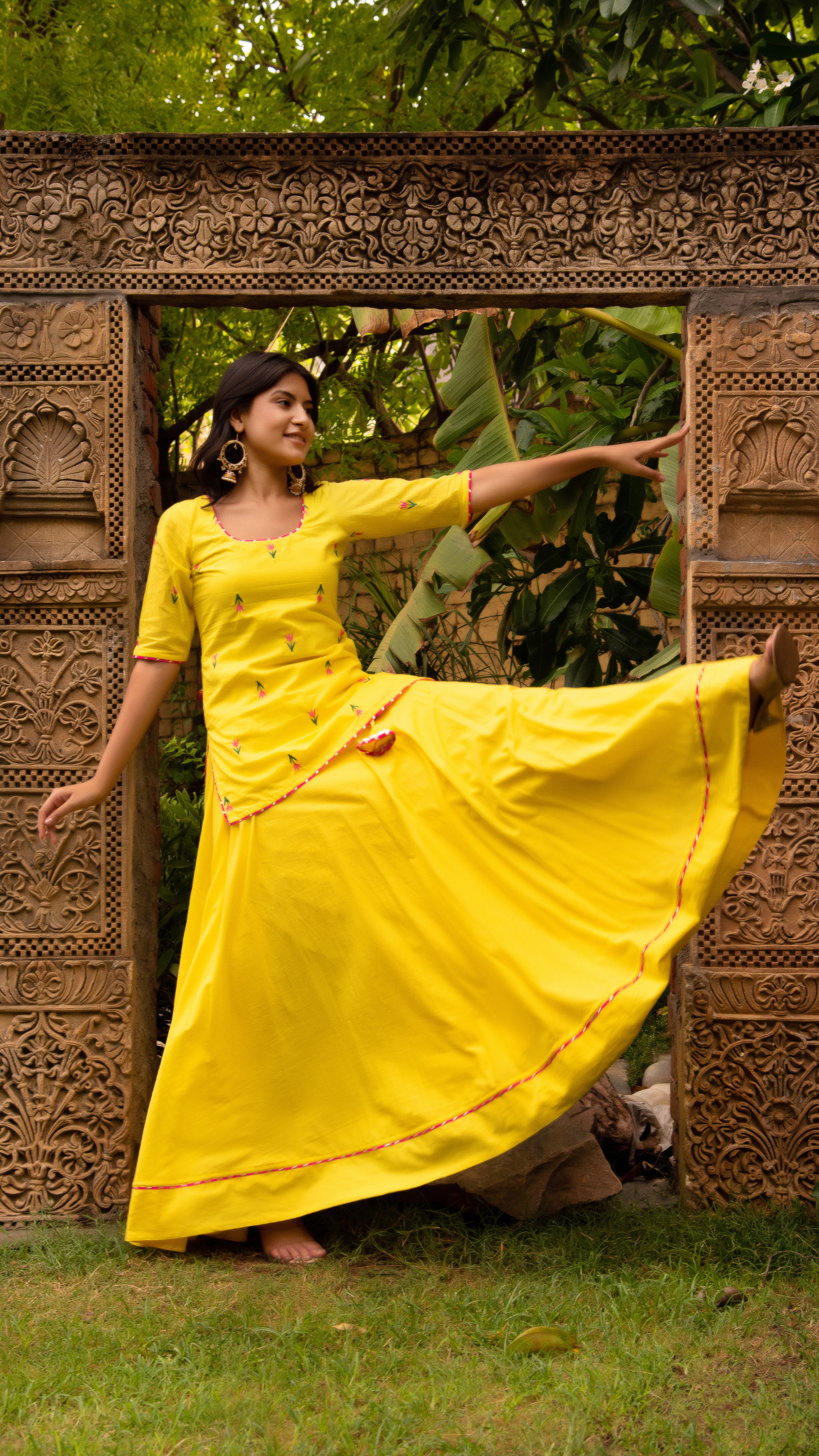 GAURANGI IRA YELLOW EMBORIDERY LEHENGA  SET