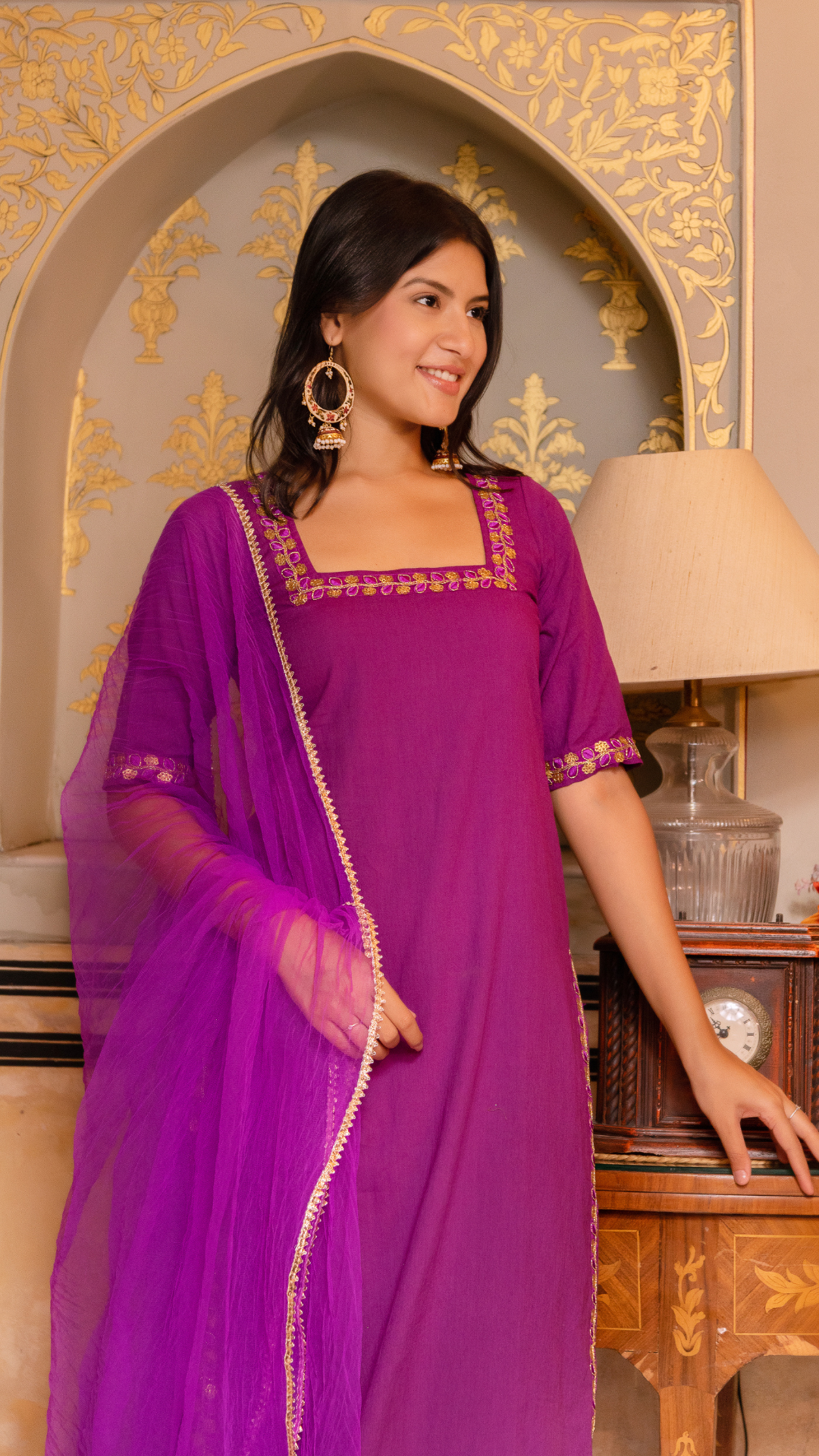 GAURANGI PURPLE GOTTA LACE EMBORIDERY SUIT SET