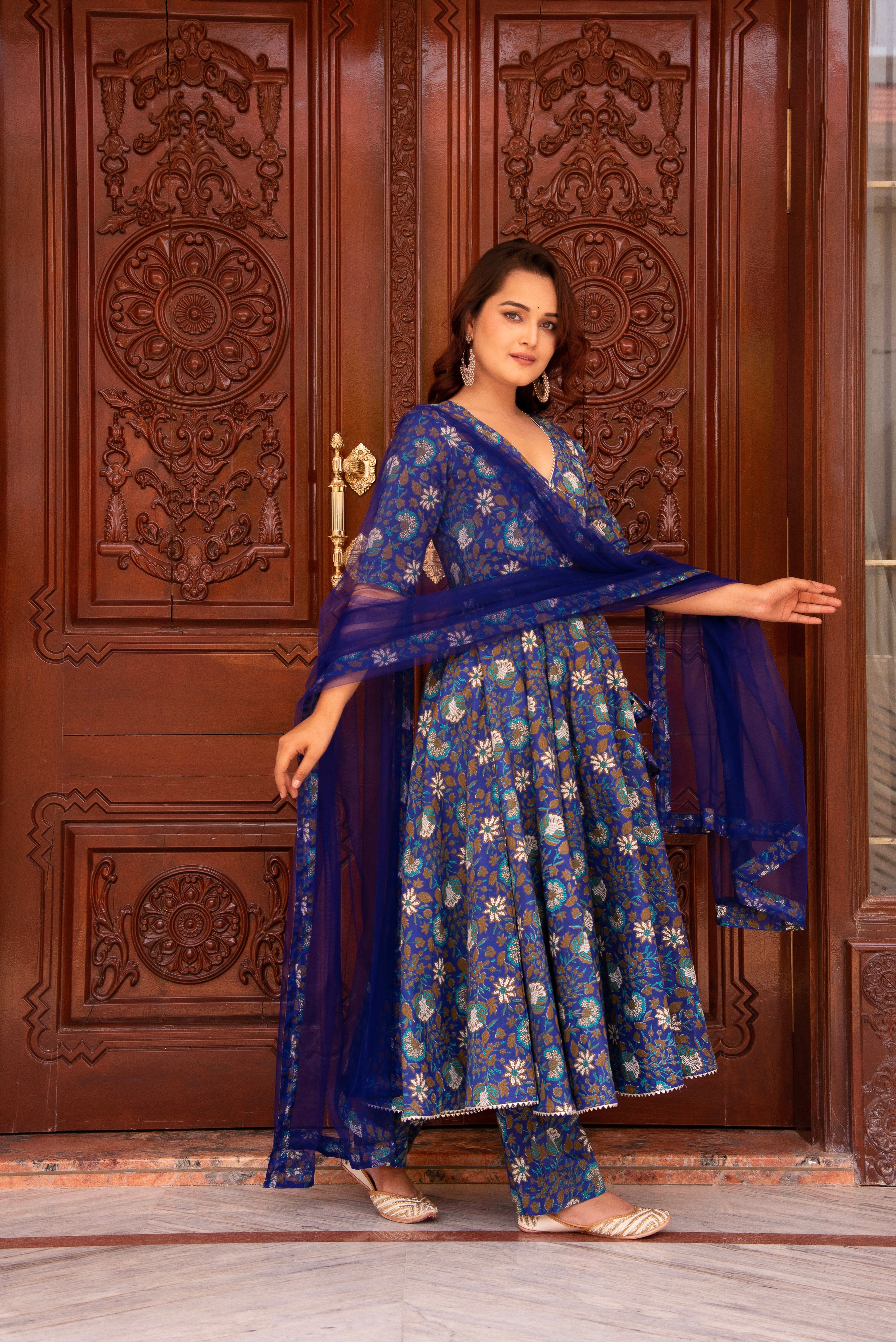 KAPAS ROYAL BLUE ANGRAKHA SET