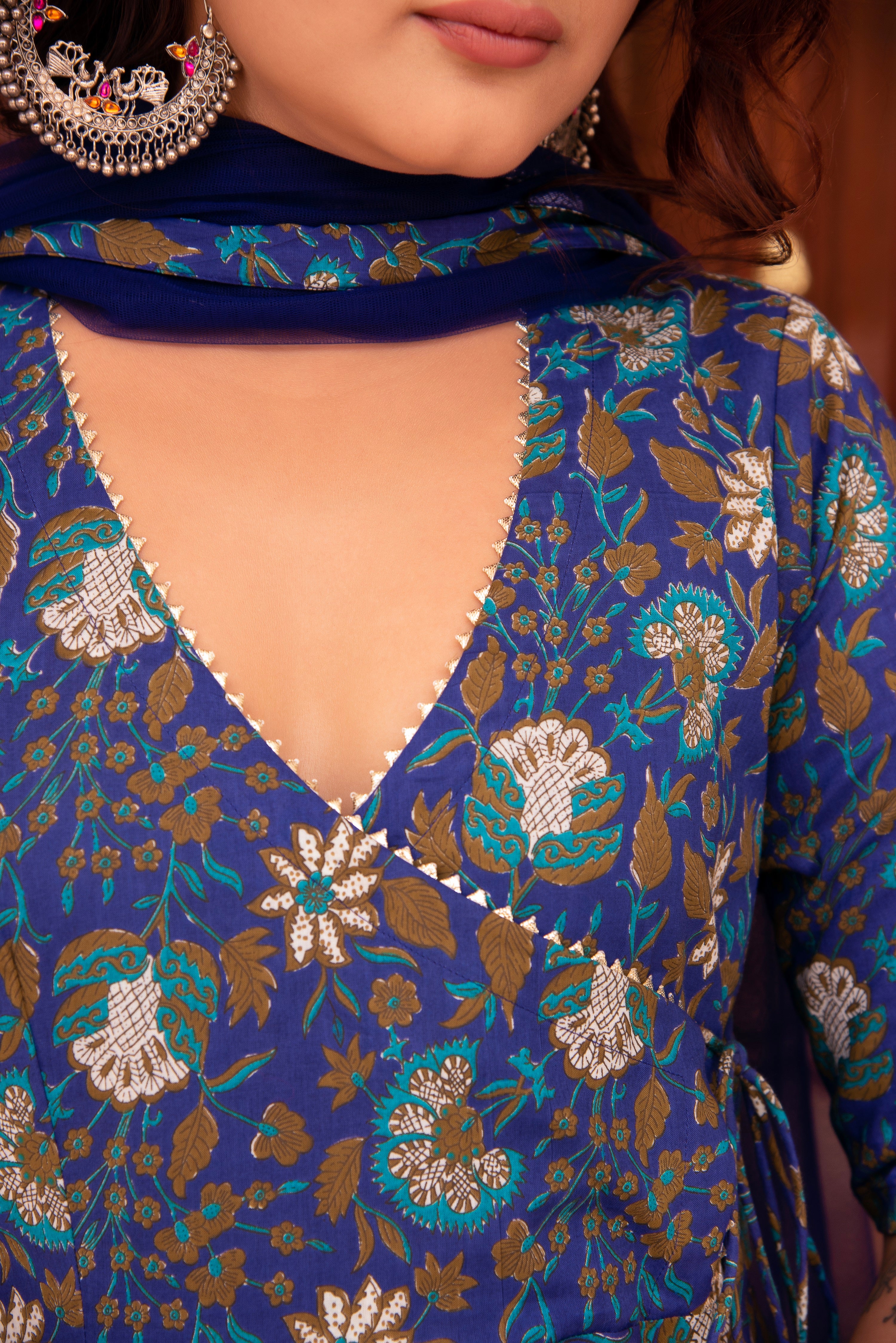 KAPAS ROYAL BLUE ANGRAKHA SET