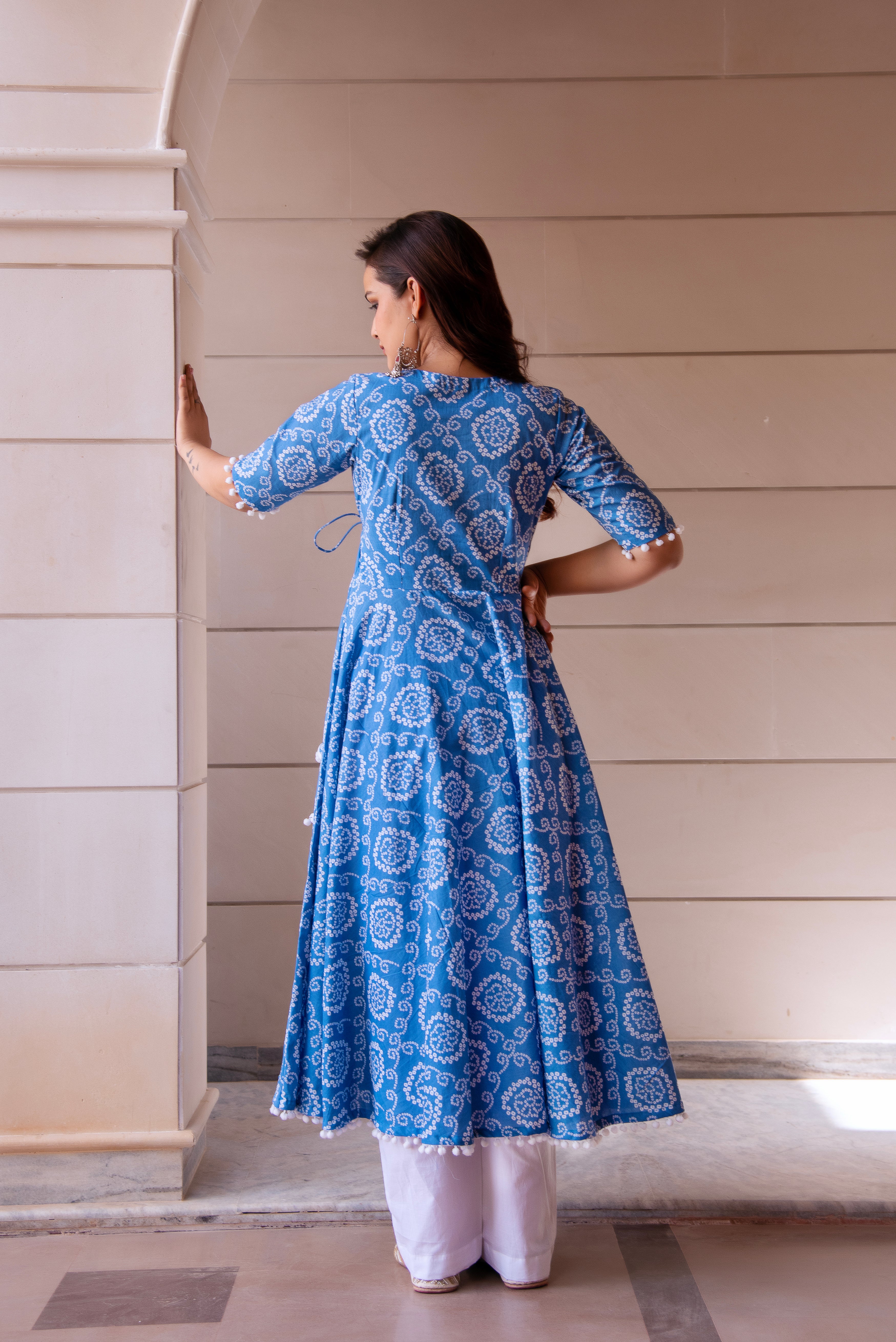 KAPAS BLUE BANDHEJ ANGRAKHA SET