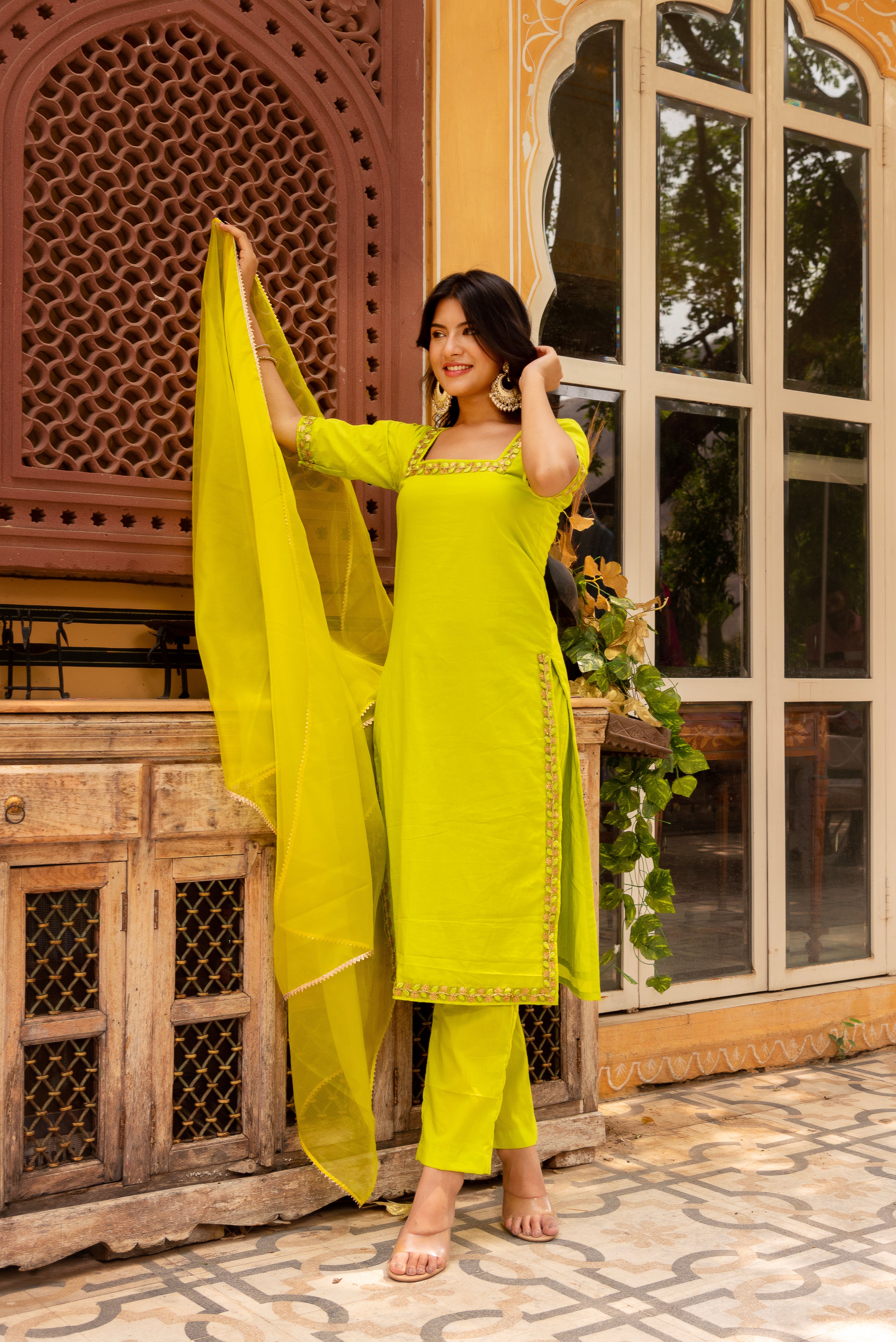 GAURANGI GREEN EMBORIDERY SUIT SET