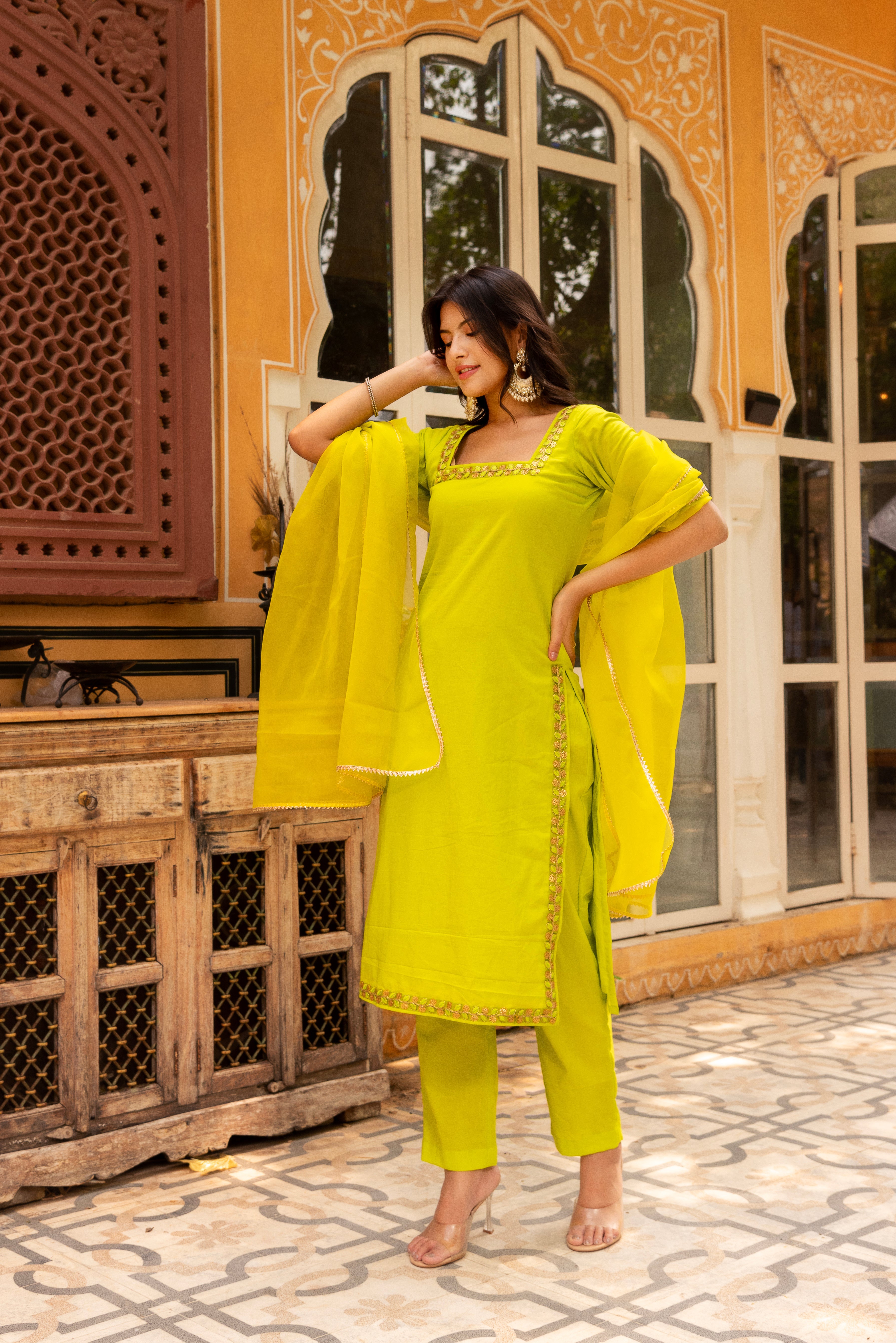 GAURANGI GREEN EMBORIDERY SUIT SET