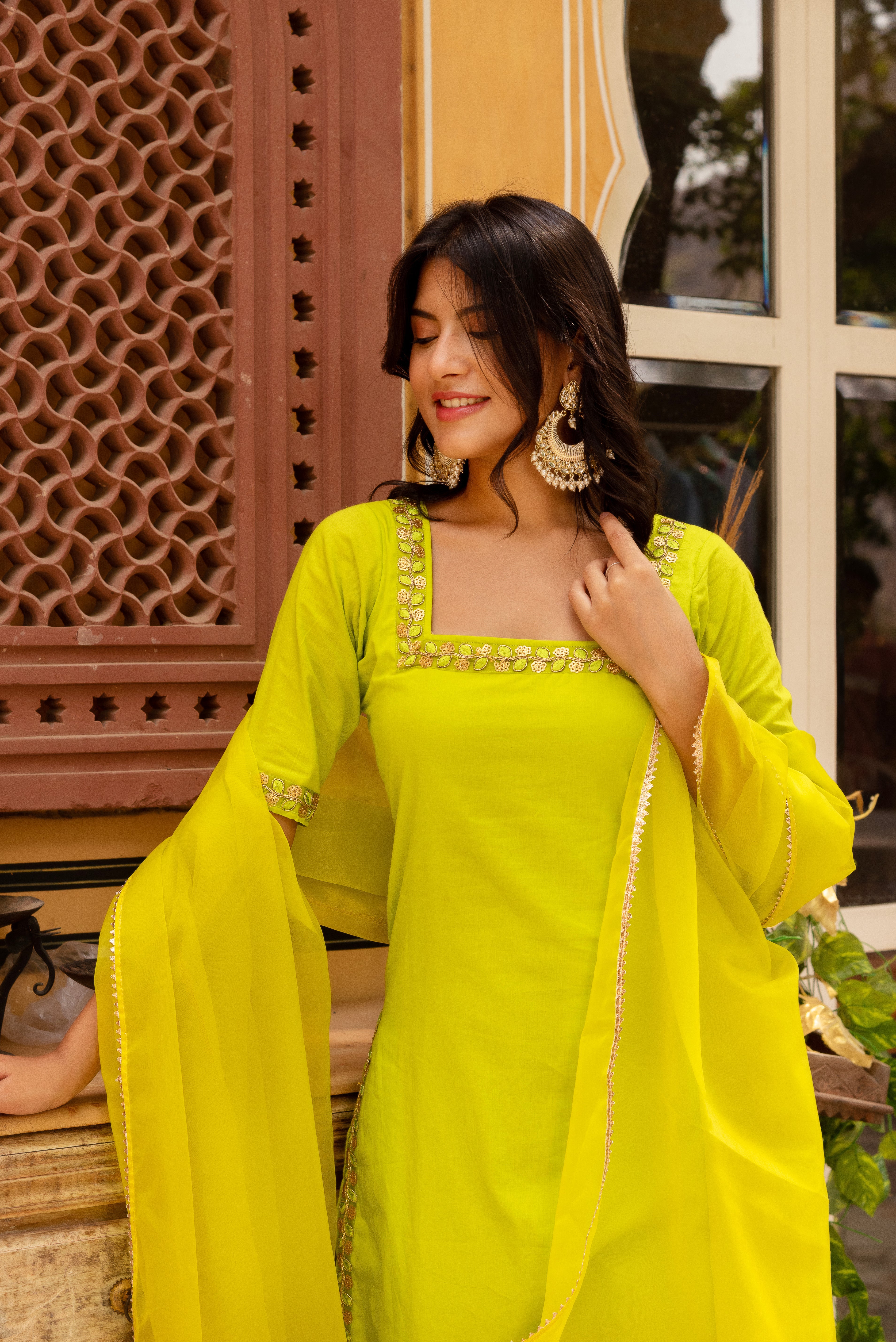 GAURANGI GREEN EMBORIDERY SUIT SET