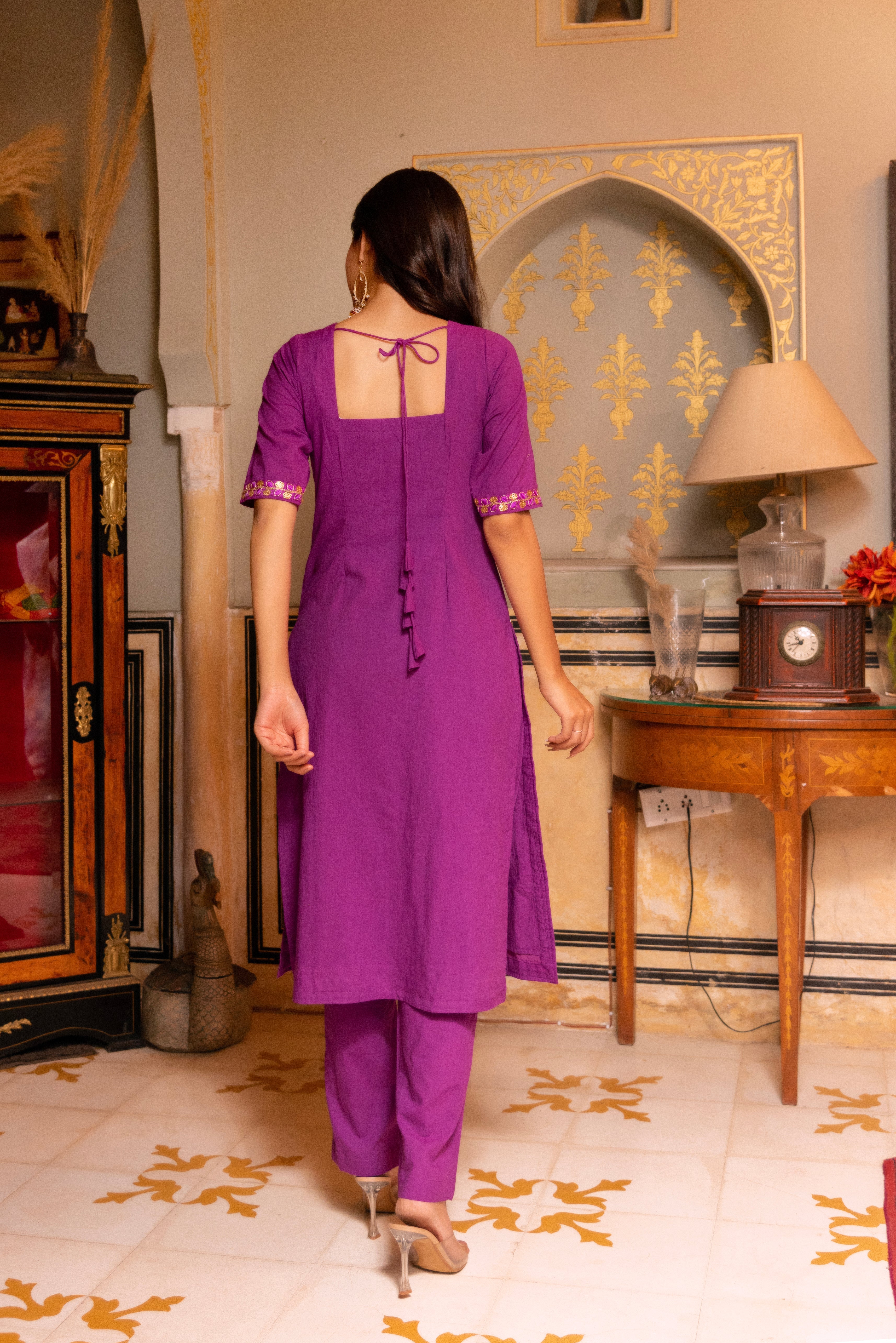 GAURANGI PURPLE GOTTA LACE EMBORIDERY SUIT SET