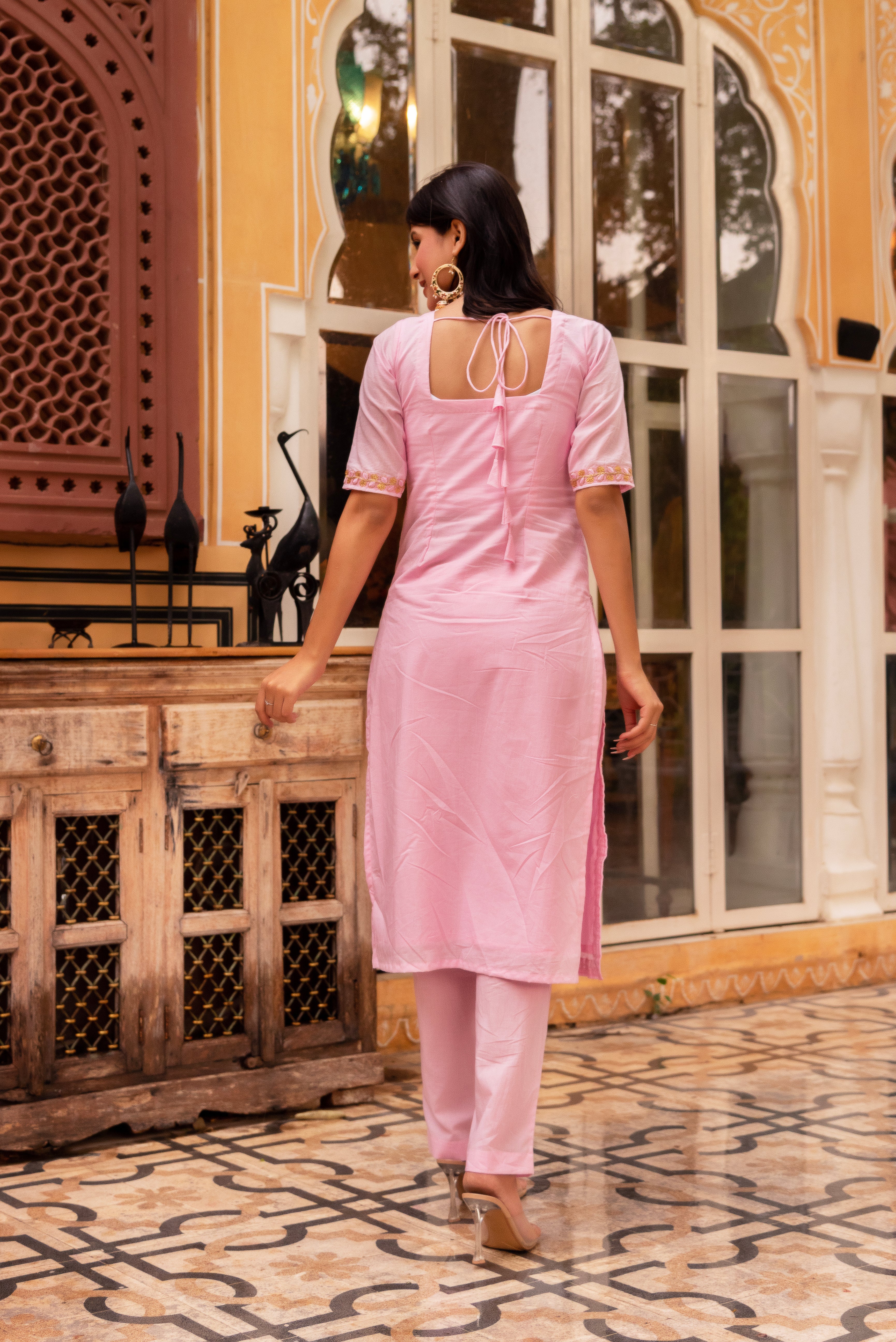 GAURANGI BHUMIKA  PINK EMBORIDERY COTTON SUIT SET