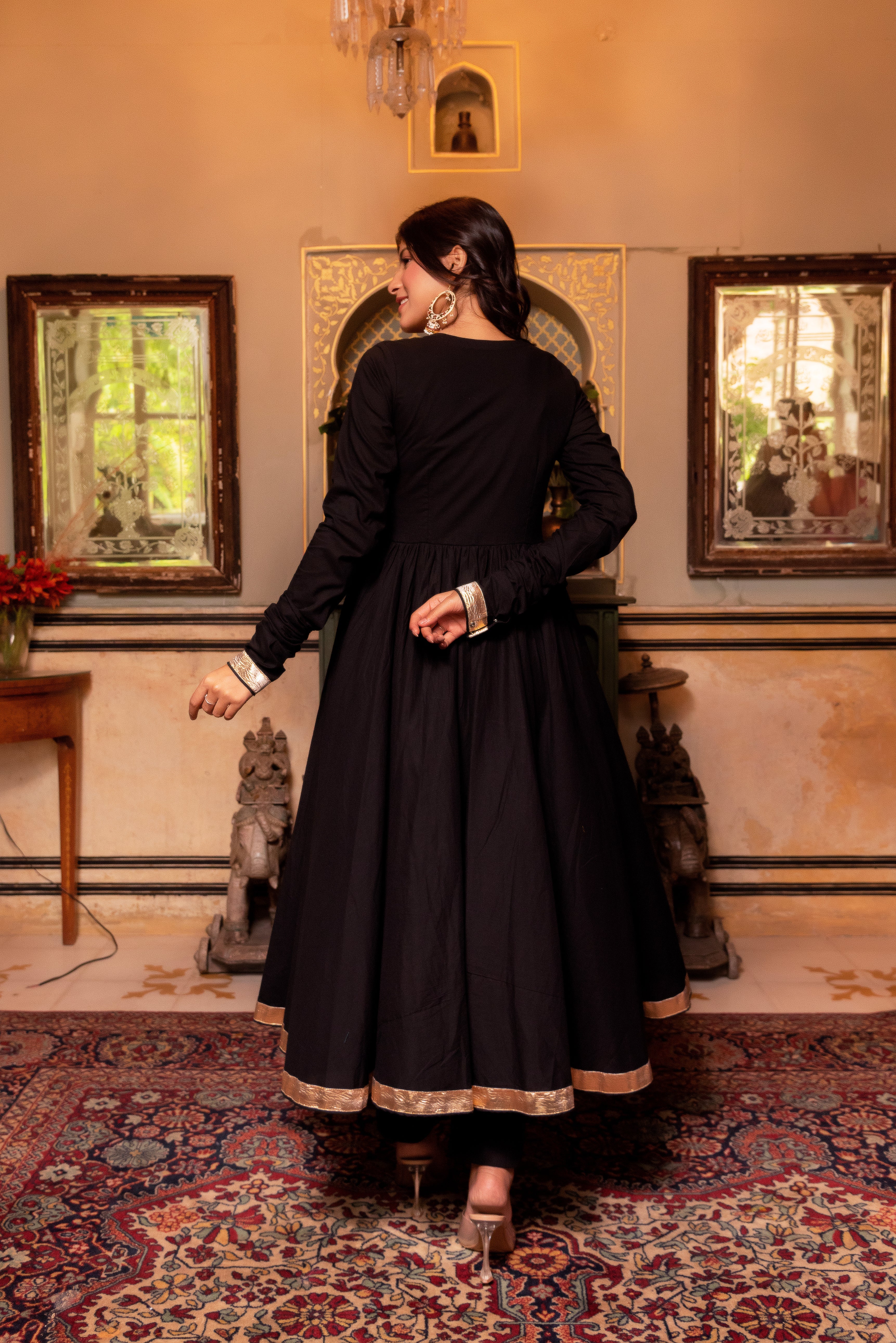 GAURANGI AARYA BLACK COTTON ANARKALI SET