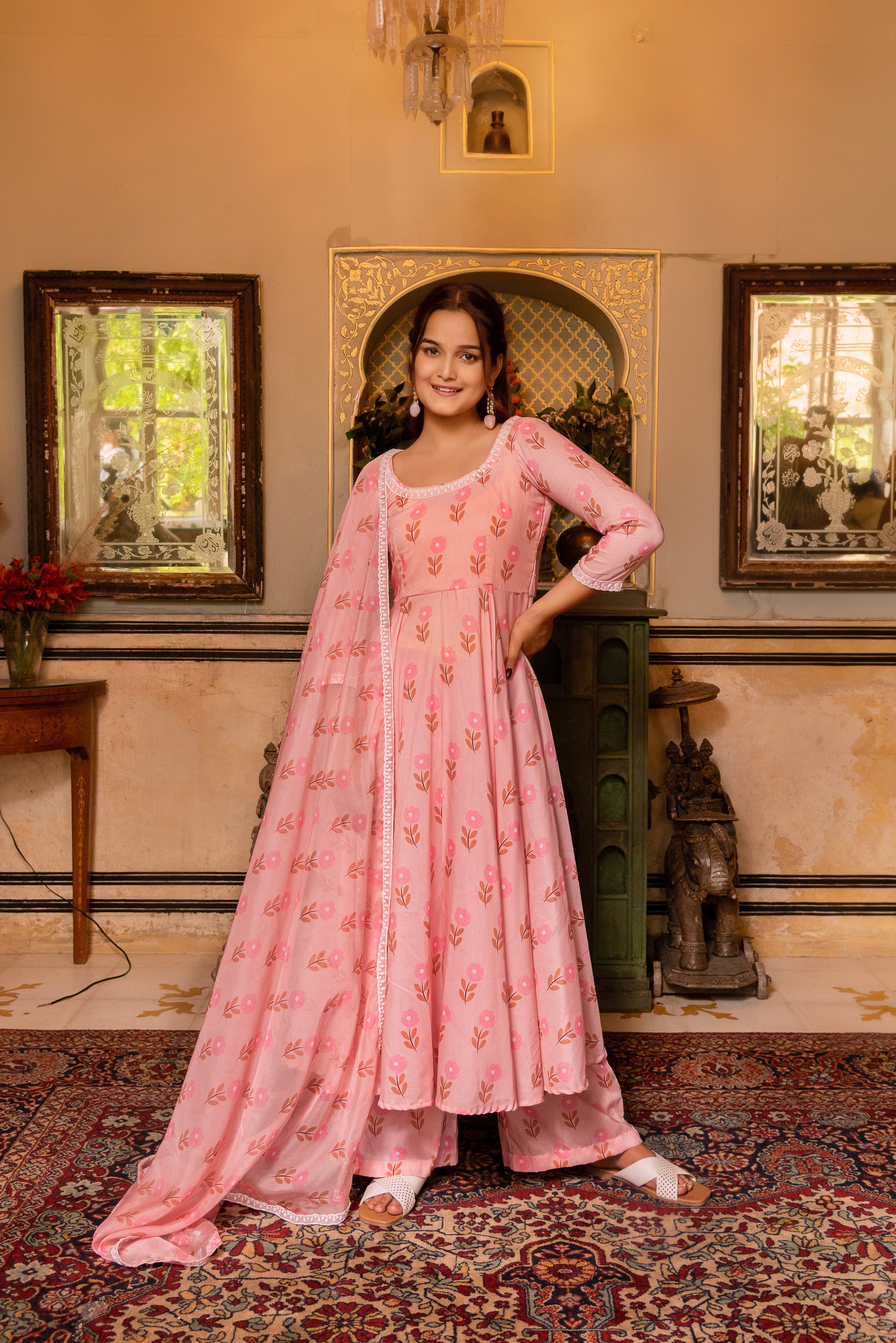 GAURANGI RUTVI MUSLIN PRINTED ANARKALI SET