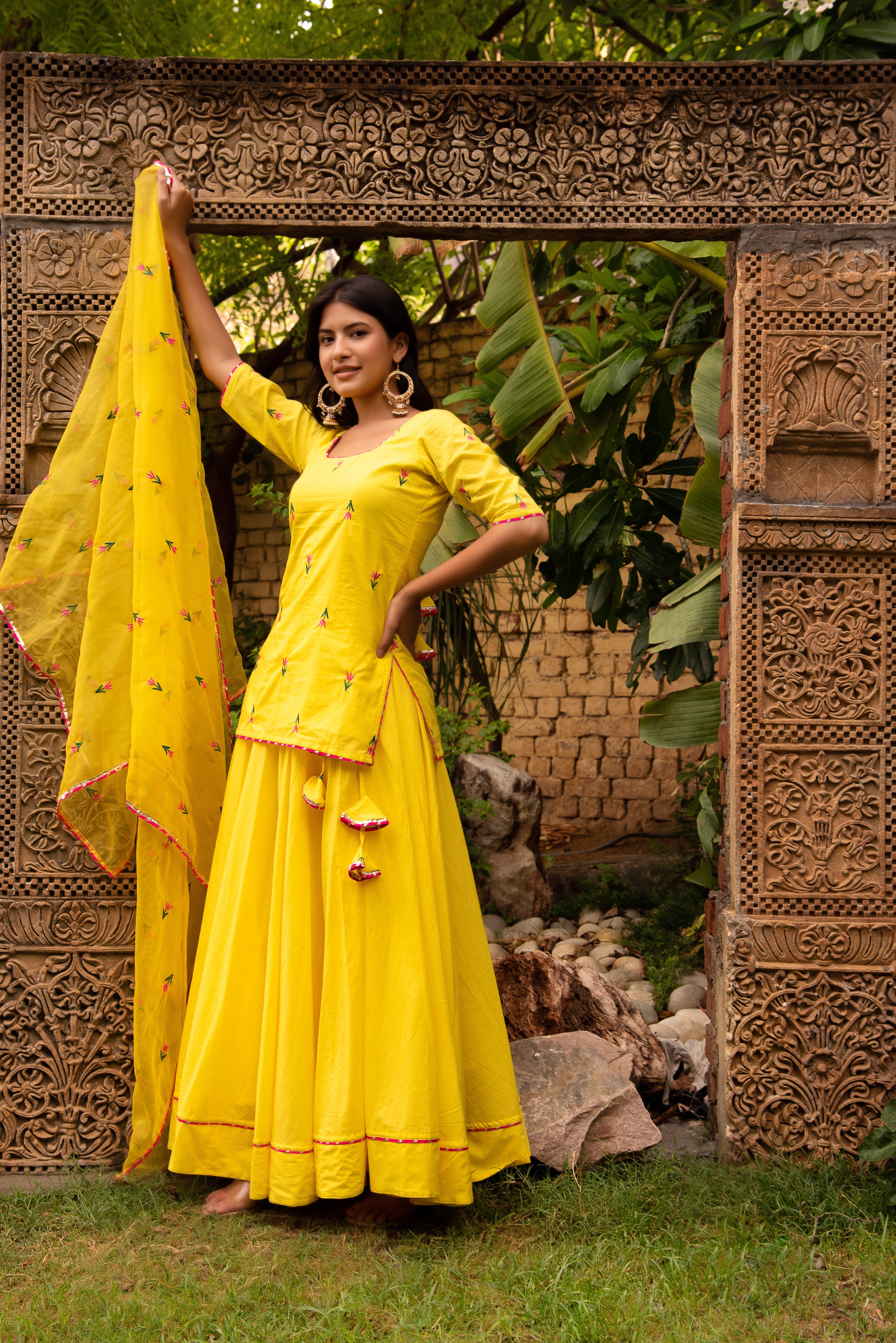 GAURANGI IRA YELLOW EMBORIDERY LEHENGA  SET